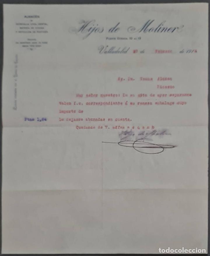 Cartas comerciais: Hijos de Moliner. Almac&eacute;n de quincalla, loza y cristal. Valladolid. Espa&ntilde;a 1914
