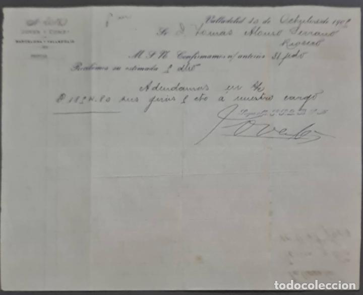 Cartas comerciales: Jover y Comp. Valladolid. Espa&ntilde;a 1905 - Foto 1