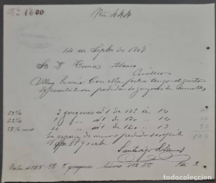 Cartas comerciais: Santiago Llanos.Herrer&iacute;a y Cerrajer&iacute;a. Valladolid. Espa&ntilde;a 1907