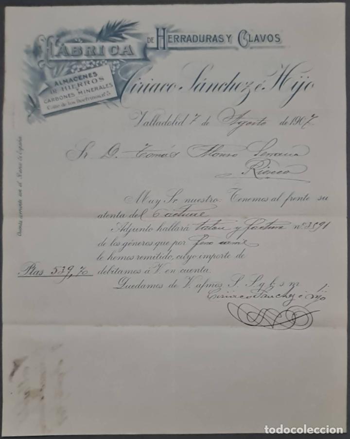 Gesch&auml;ftsbriefe: Ciriaco S&aacute;nchez &eacute; Hijo. F&aacute;brica de herraduras y clavos. Valladolid. Espa&ntilde;a 1907