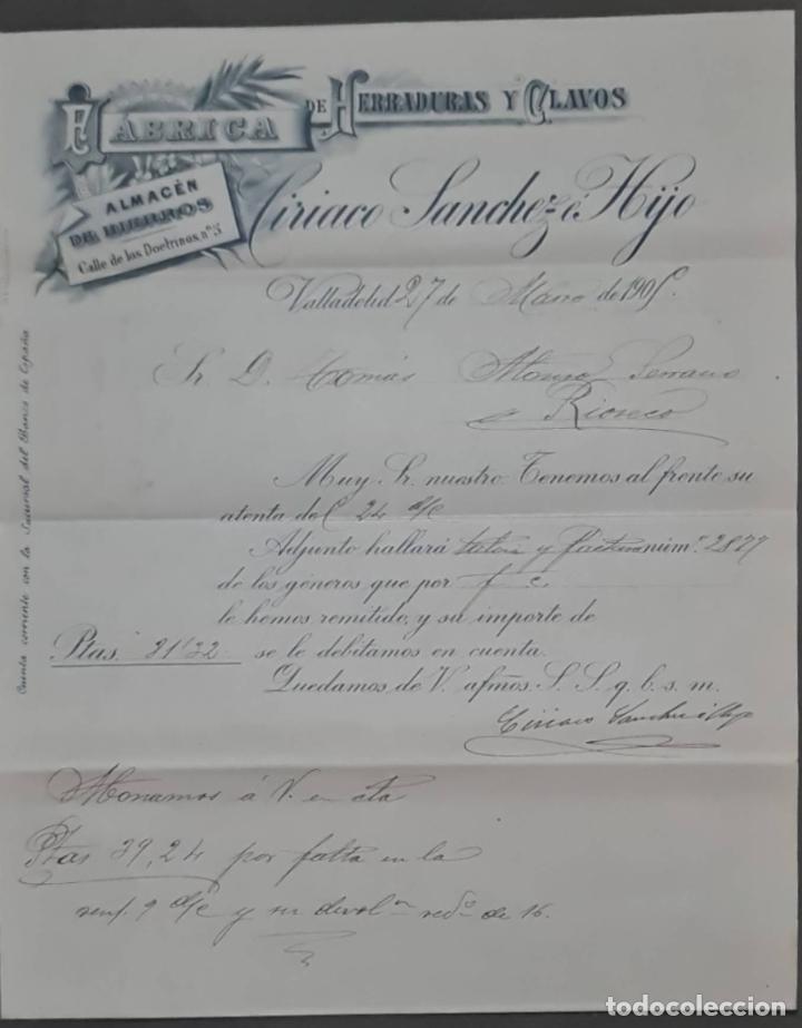 Cartas comerciales: Ciriaco S&aacute;nchez &eacute; Hijo. F&aacute;brica de herraduras y clavos. Valladolid. Espa&ntilde;a 1905