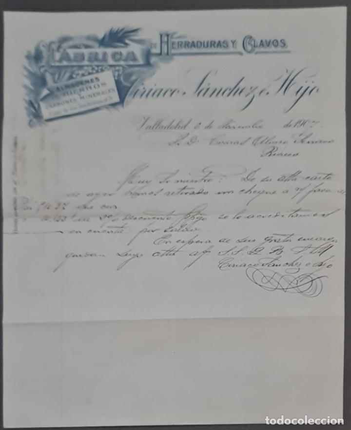 Lettere commerciali: Ciriaco S&aacute;nchez &eacute; Hijo. F&aacute;brica de herraduras y clavos. Valladolid. Espa&ntilde;a 1907