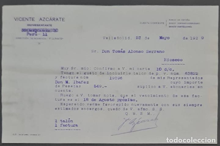 Lettere commerciali: Vicente Azc&aacute;rate. Representante. Valladolid. Espa&ntilde;a 1929