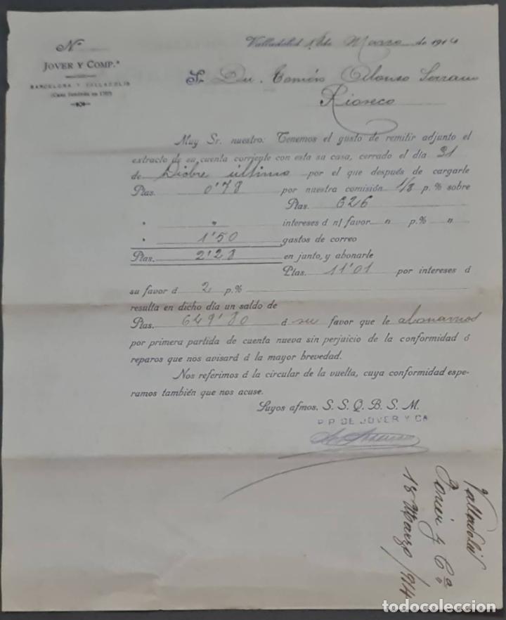 Cartas comerciales: Jover y Comp. Valladolid. Espa&ntilde;a 1914 - Foto 1