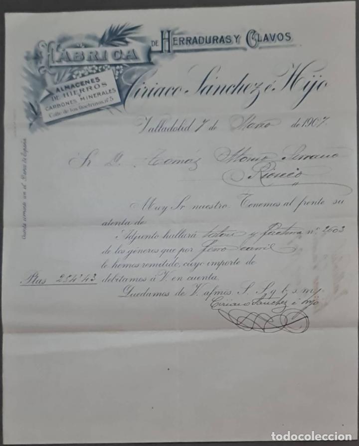 Lettere commerciali: Ciriaco S&aacute;nchez &eacute; Hijo. F&aacute;brica de herraduras y clavos. Valladolid. Espa&ntilde;a 1907