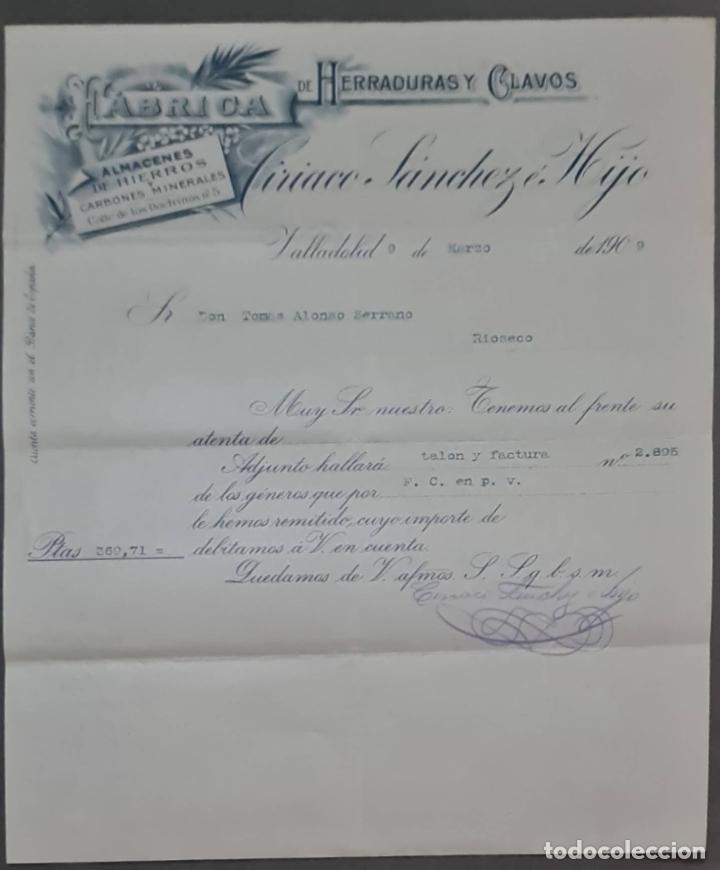 Lettere commerciali: Ciriaco S&aacute;nchez &eacute; Hijo. F&aacute;brica de herraduras y clavos. Valladolid. Espa&ntilde;a 1909