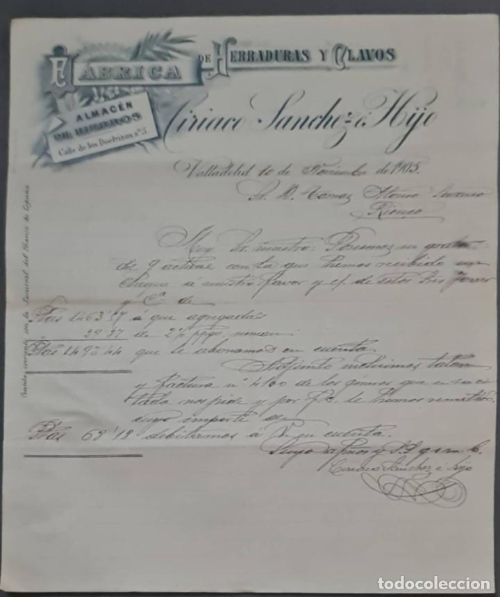Lettere commerciali: Ciriaco S&aacute;nchez &eacute; Hijo. F&aacute;brica de herraduras y clavos. Valladolid. Espa&ntilde;a 1905