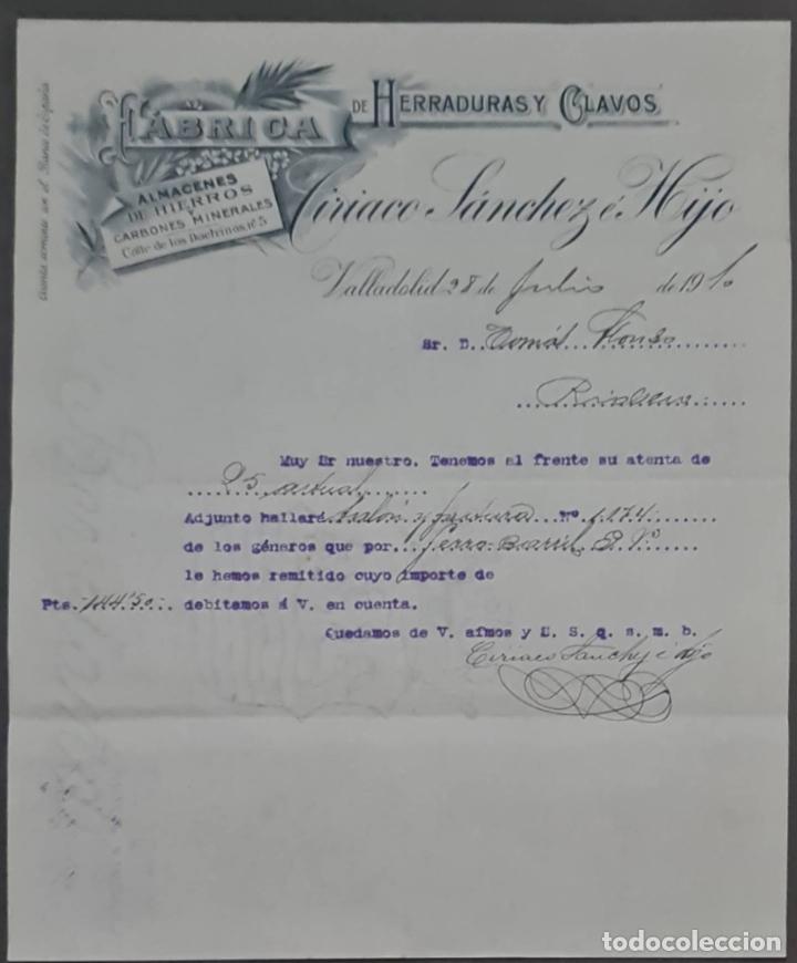 Lettere commerciali: Ciriaco S&aacute;nchez &eacute; Hijo. F&aacute;brica de herraduras y clavos. Valladolid. Espa&ntilde;a 1910
