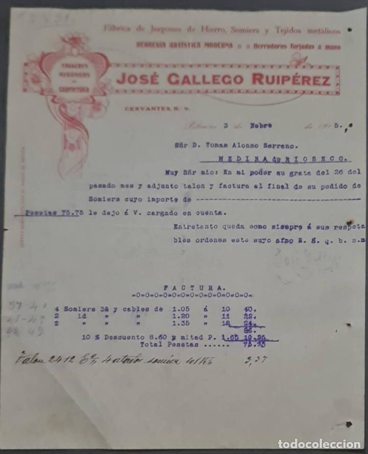 Lettere commerciali: Jos&eacute; Gallego Ruip&eacute;rez. Talleres mec&aacute;nicos de carpinter&iacute;a. Palencia. Espa&ntilde;a 1915