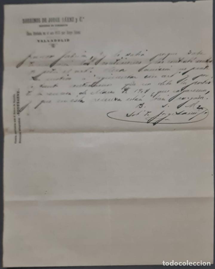 Lettere commerciali: Sobrinos de Jorge S&aacute;enz y C&ordf;. Almacenes por mayor de Quincalla y Ferreter&iacute;a. Valladolid. Espa&ntilde;a 1905