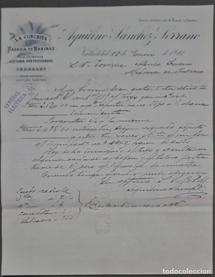 Lettere commerciali: Aquilino S&aacute;nchez Serrano. La Conchita. F&aacute;brica de harinas. Valladolid. Espa&ntilde;a 1911