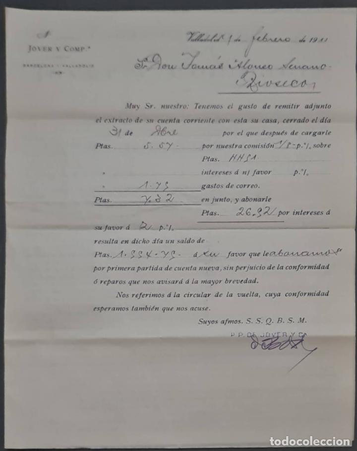 Cartas comerciales: Jover y Comp. Valladolid. Espa&ntilde;a 1911 - Foto 1