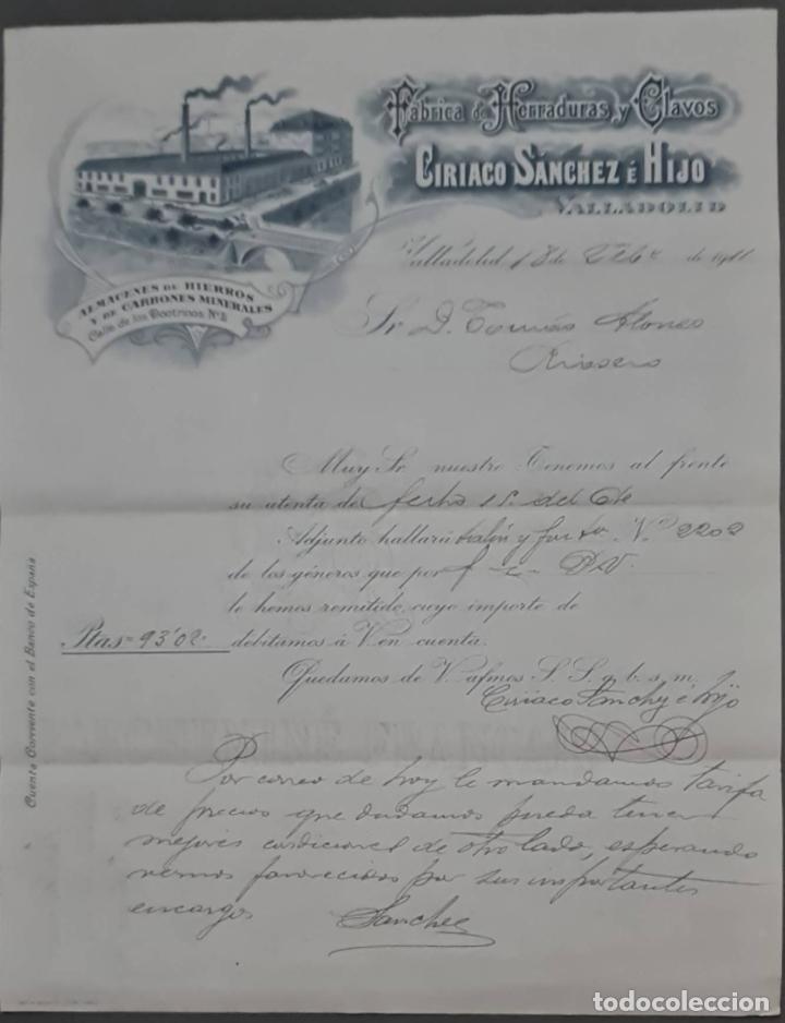 Lettere commerciali: Ciriaco S&aacute;nchez &eacute; Hijo. F&aacute;brica de herraduras y clavos. Valladolid. Espa&ntilde;a 1911