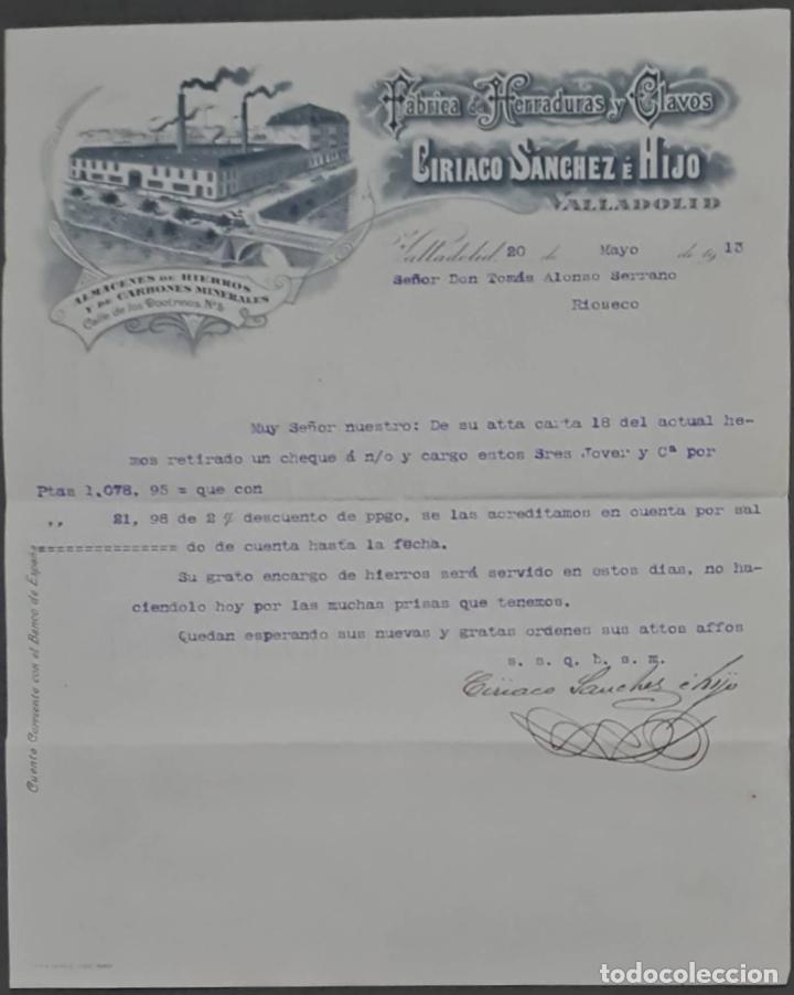 Lettere commerciali: Ciriaco S&aacute;nchez &eacute; Hijo. F&aacute;brica de herraduras y clavos. Valladolid. Espa&ntilde;a 1913