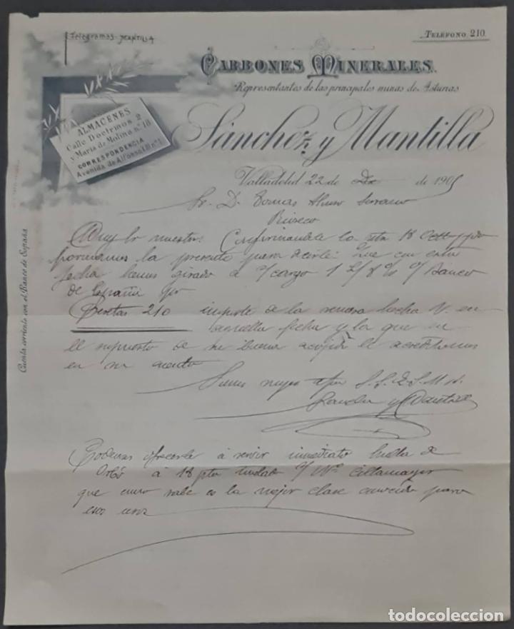Lettere commerciali: S&aacute;nchez y Mantilla. Carbones minerales. Valladolid. Espa&ntilde;a 1905