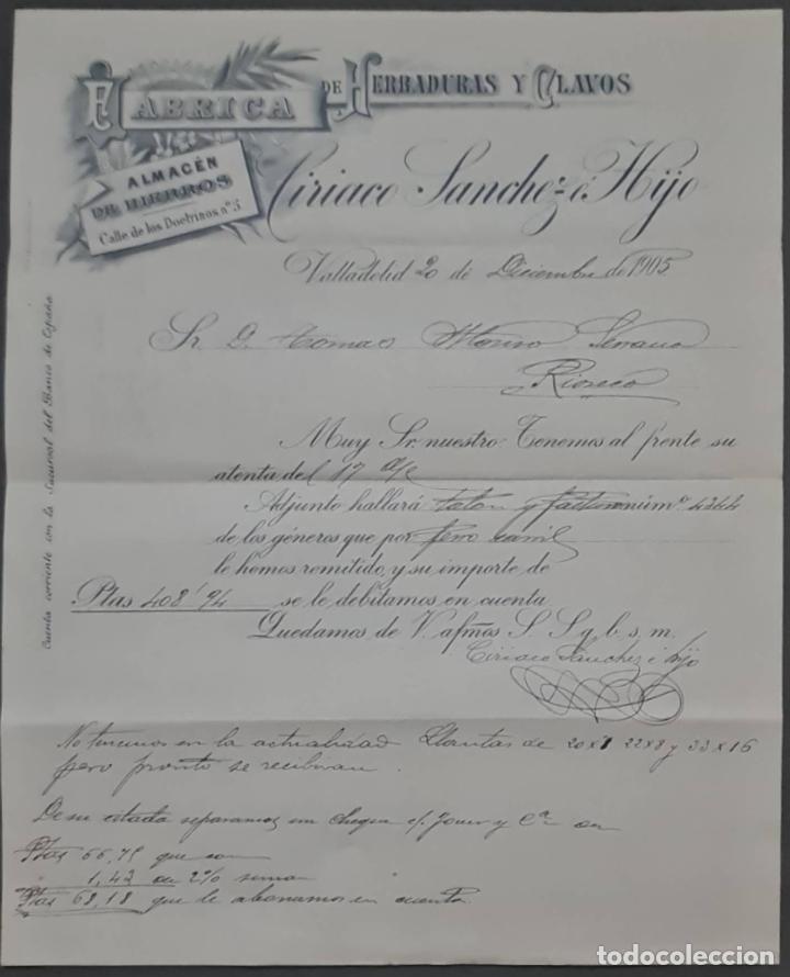 Lettere commerciali: Ciriaco S&aacute;nchez &eacute; Hijo. F&aacute;brica de herraduras y clavos. Valladolid. Espa&ntilde;a 1905