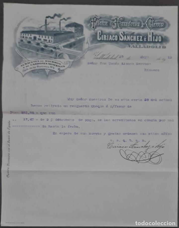 Lettere commerciali: Ciriaco S&aacute;nchez &eacute; Hijo. F&aacute;brica de herraduras y clavos. Valladolid. Espa&ntilde;a 1912