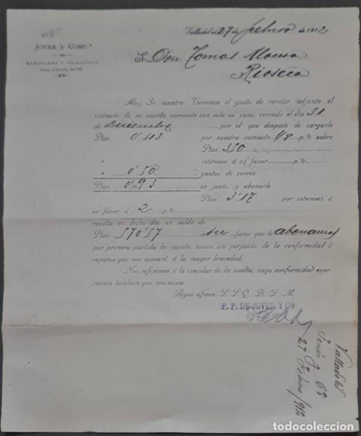 Cartas comerciales: Jover y Comp. Valladolid. Espa&ntilde;a 1912 - Foto 1