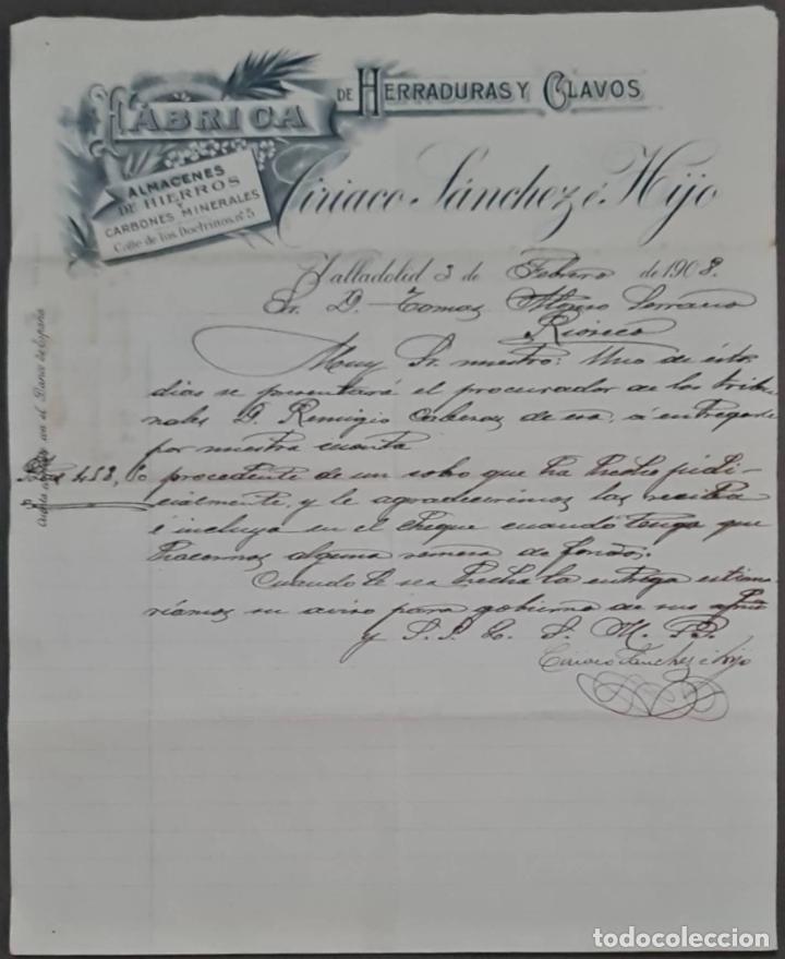 Lettere commerciali: Ciriaco S&aacute;nchez &eacute; Hijo. F&aacute;brica de herraduras y clavos. Valladolid. Espa&ntilde;a 1908