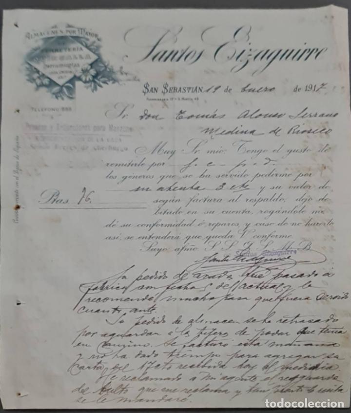Gesch&auml;ftsbriefe: Santos Eizaguirre. Ferreter&iacute;a y Herramientas. San Sebasti&aacute;n. Espa&ntilde;a 1917