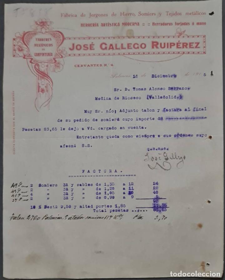 Gesch&auml;ftsbriefe: Jos&eacute; Gallego Ruip&eacute;rez. Talleres mec&aacute;nicos de carpinter&iacute;a. Palencia. Espa&ntilde;a 1915