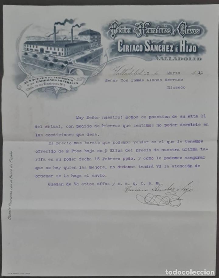 Gesch&auml;ftsbriefe: Ciriaco S&aacute;nchez &eacute; Hijo. F&aacute;brica de herraduras y clavos. Valladolid. Espa&ntilde;a 1911