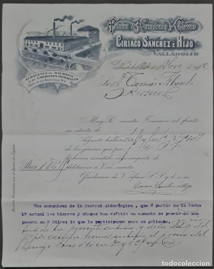 Gesch&auml;ftsbriefe: Ciriaco S&aacute;nchez &eacute; Hijo. F&aacute;brica de herraduras y clavos. Valladolid. Espa&ntilde;a 1912