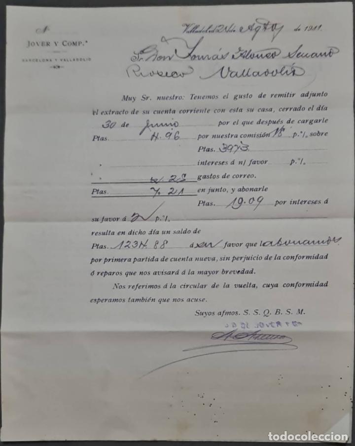 Cartas comerciales: Jover y Comp. Valladolid. Espa&ntilde;a 1911 - Foto 1