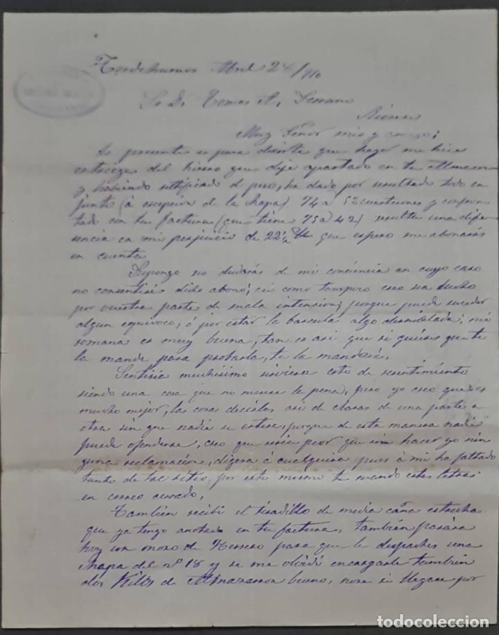 Lettres commerciales: Emeterio Gonzalo. Carreter&iacute;a. Tordehumos. Espa&ntilde;a 1910