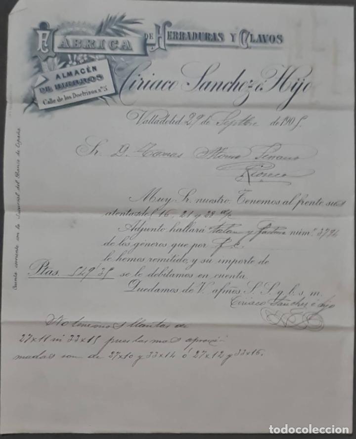 Lettres commerciales: Ciriaco S&aacute;nchez &eacute; Hijo. F&aacute;brica de herraduras y clavos. Valladolid. Espa&ntilde;a 1905