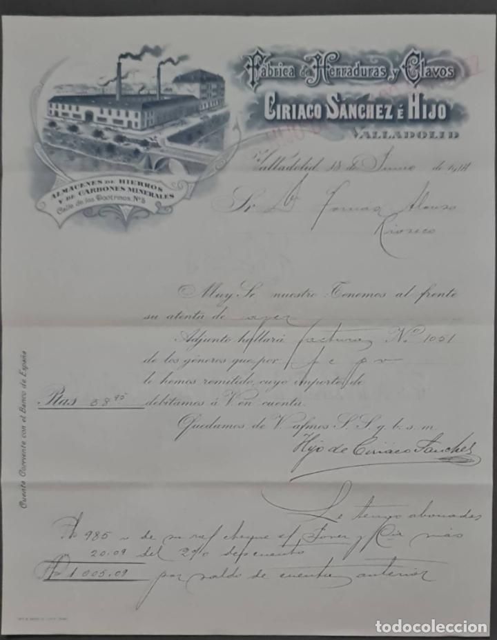 Lettres commerciales: Ciriaco S&aacute;nchez &eacute; Hijo. F&aacute;brica de herraduras y clavos. Valladolid. Espa&ntilde;a 1914