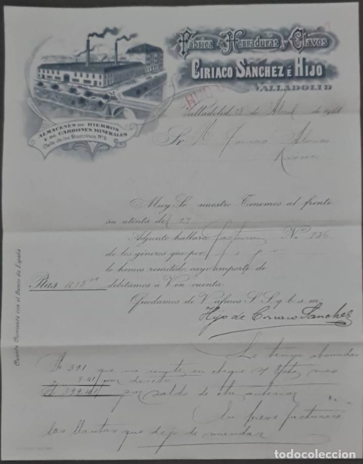 Lettres commerciales: Ciriaco S&aacute;nchez &eacute; Hijo. F&aacute;brica de herraduras y clavos. Valladolid. Espa&ntilde;a 1914