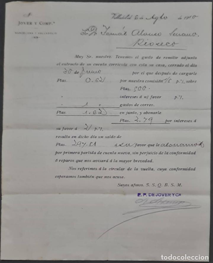 Cartas comerciales: Jover y Comp. Valladolid. Espa&ntilde;a 1910 - Foto 1