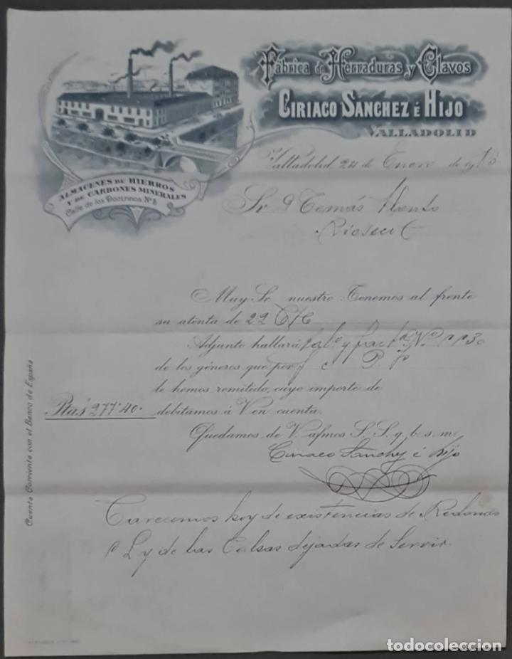Lettres commerciales: Ciriaco S&aacute;nchez &eacute; Hijo. F&aacute;brica de herraduras y clavos. Valladolid. Espa&ntilde;a 1913