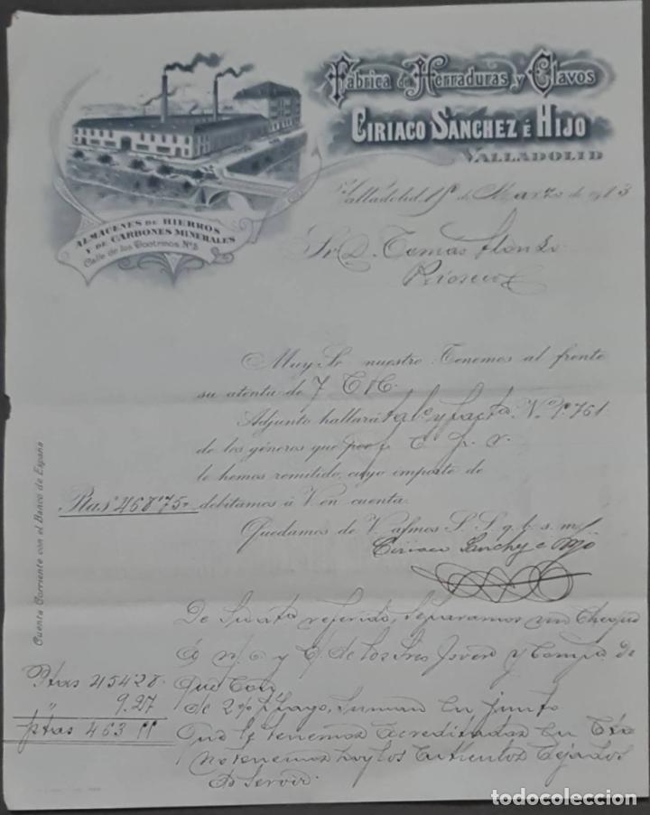 Lettres commerciales: Ciriaco S&aacute;nchez &eacute; Hijo. F&aacute;brica de herraduras y clavos. Valladolid. Espa&ntilde;a 1913