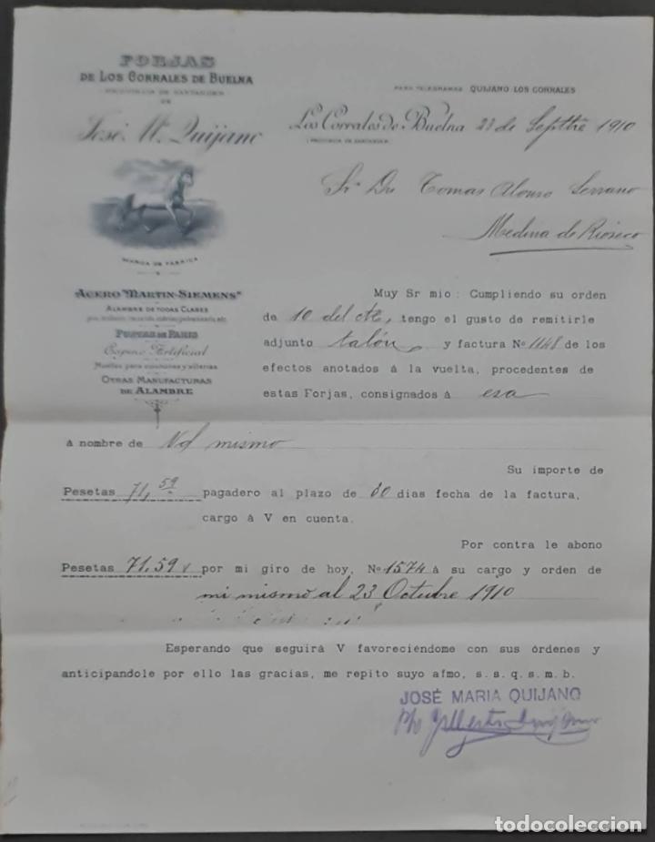 Lettres commerciales: Jos&eacute; M&ordf; Quijano. Forjas de los Corrales de Buelma. Espa&ntilde;a 1910