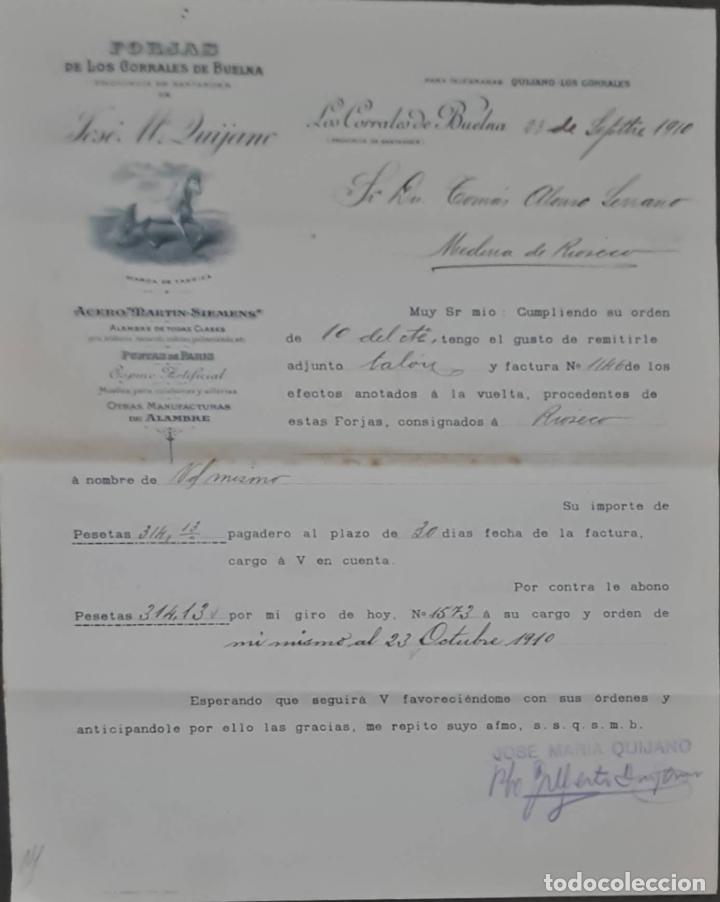 Lettres commerciales: Jos&eacute; M&ordf; Quijano. Forjas de los Corrales de Buelma. Espa&ntilde;a 1910