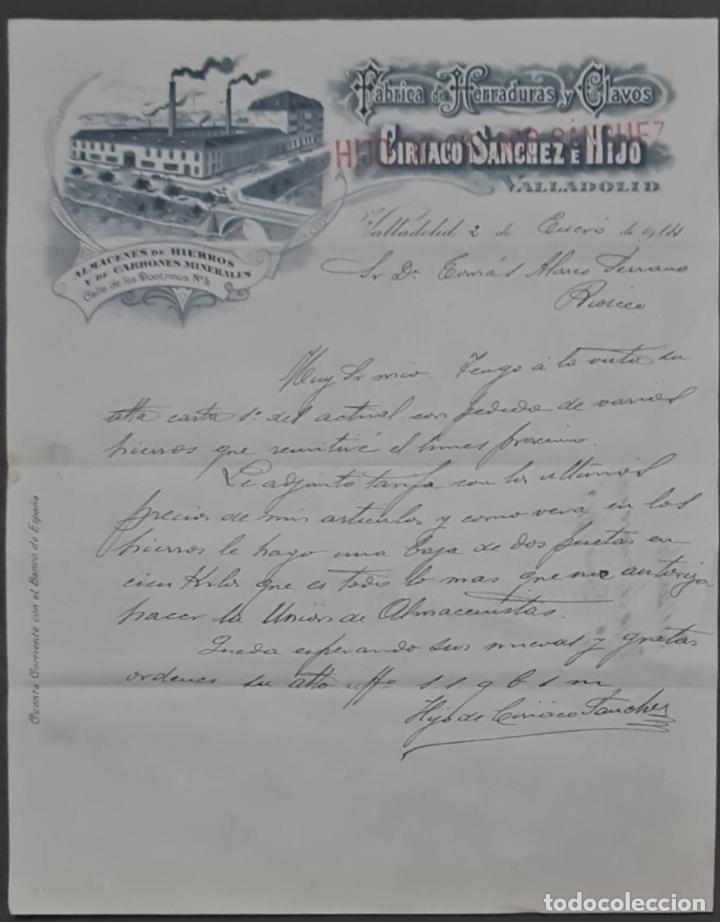 Commercial Letters: Hijo de Ciriaco S&aacute;nchez. F&aacute;brica de herraduras y clavos. Valladolid. Espa&ntilde;a 1914
