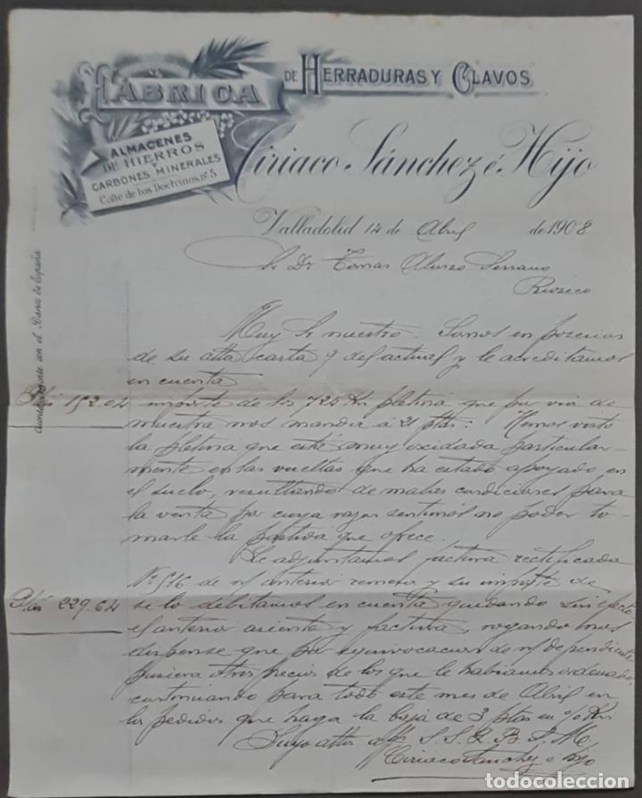 Commercial Letters: Ciriaco S&aacute;nchez &eacute; Hijo. F&aacute;brica de herraduras y clavos. Valladolid. Espa&ntilde;a 1908