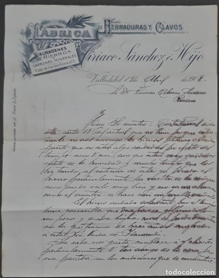 Commercial Letters: Ciriaco S&aacute;nchez &eacute; Hijo. F&aacute;brica de herraduras y clavos. Valladolid. Espa&ntilde;a 1908