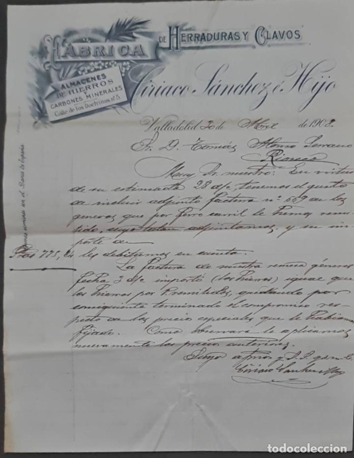 Commercial Letters: Ciriaco S&aacute;nchez &eacute; Hijo. F&aacute;brica de herraduras y clavos. Valladolid. Espa&ntilde;a 1908