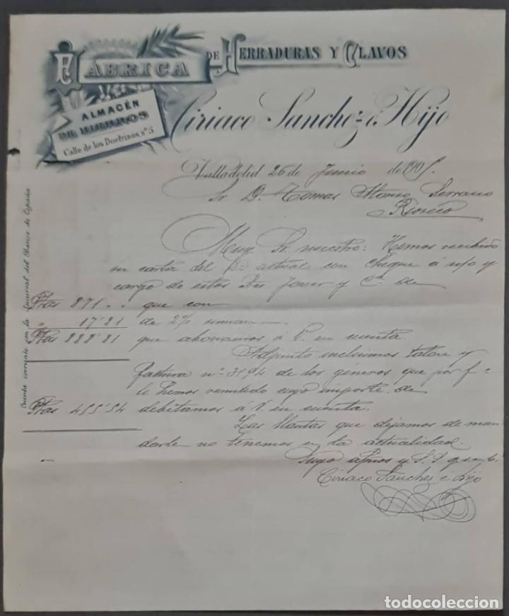 Cartas comerciales: Ciriaco S&aacute;nchez &eacute; Hijo. F&aacute;brica de herraduras y clavos. Valladolid. Espa&ntilde;a 1905