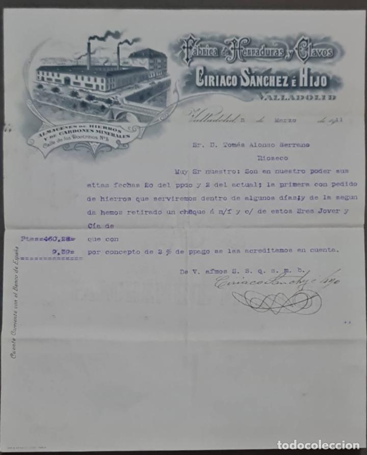Cartas comerciales: Ciriaco S&aacute;nchez &eacute; Hijo. F&aacute;brica de herraduras y clavos. Valladolid. Espa&ntilde;a 1911