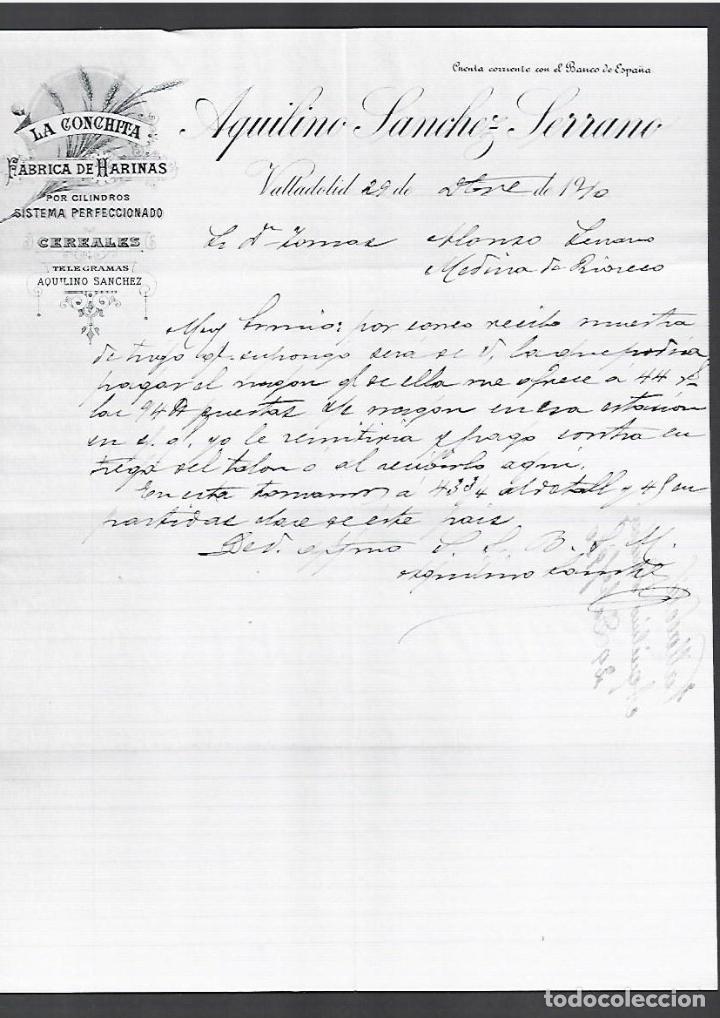 Cartas comerciales: CARTA COMERCIAL. AQUILINO S&Aacute;NCHEZ SERRANO. LA CONCHITA. F&Aacute;BRICA DE HARINAS. 1910