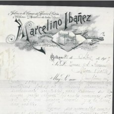 Cartas comerciales: CARTA COMERCIAL. MARCELINO IBÁÑEZ. CAMAS DE HIERRO Y LATÓN. 1907. BILBAO. Lote 284838793