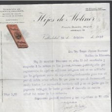 Cartas comerciales: CARTA COMERCIAL. HIJOS DE MOLINER. QUINCALLA, LOZA Y CRISTAL. 1930. VALLADOLID. Lote 284838873