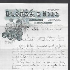 Cartas comerciales: CARTA COMERCIAL. ELORZA E HIJO. FABRICANTES DE HERRAMIENTAS. 1904. OÑATE, GUIPÚZCOA. Lote 284838953