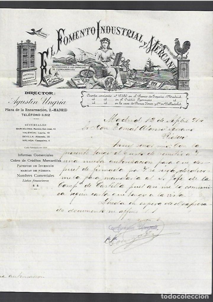 Cartas comerciales: CARTA COMERCIAL. EL FOMENTO INDUSTRIAL Y MERCANTIL. 1914. MADRID