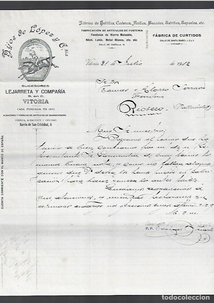 Lettres commerciales: CARTA COMERCIAL. HIJOS DE LOPEZ Y CIA. LEJARRETA Y COMPA&Ntilde;&Iacute;A. 1912. VITORIA