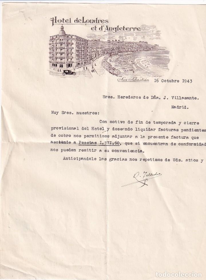 Cartas comerciales: Hotel de Londres y de Inglaterra San Sebasti&aacute;n. - Foto 1